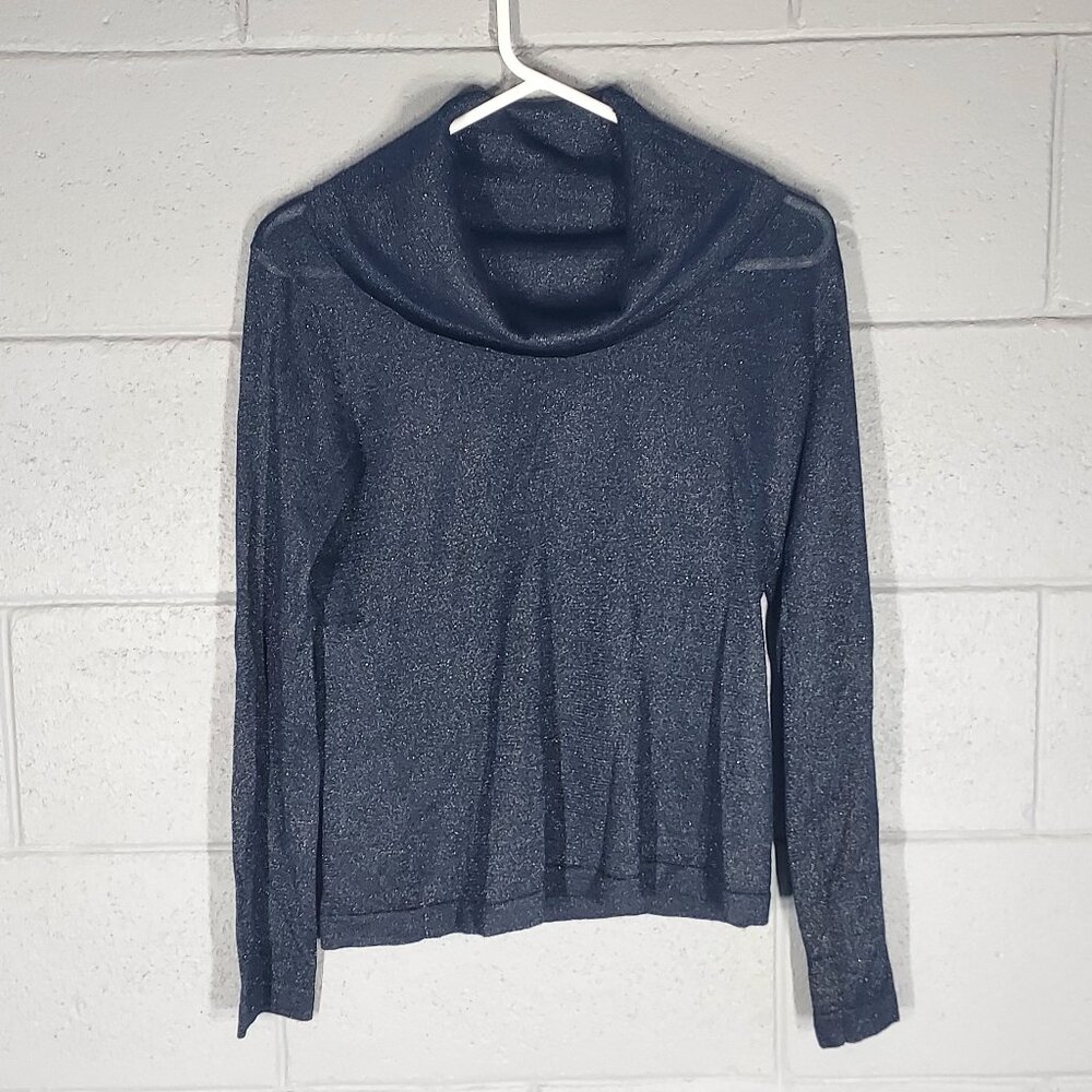 Coldwater Creek Metallic Shimmer Black Sweater - XS 4-6